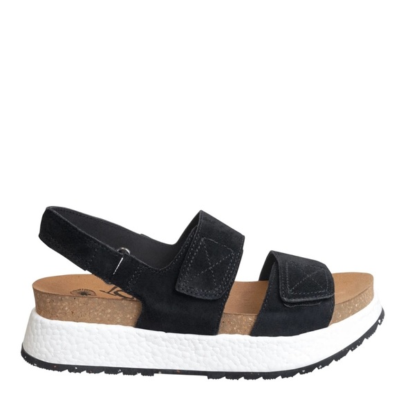 OTBT Women's Size 8 Black Suede Leather Wandering Platform Sandals Adjustable - Picture 1 of 13